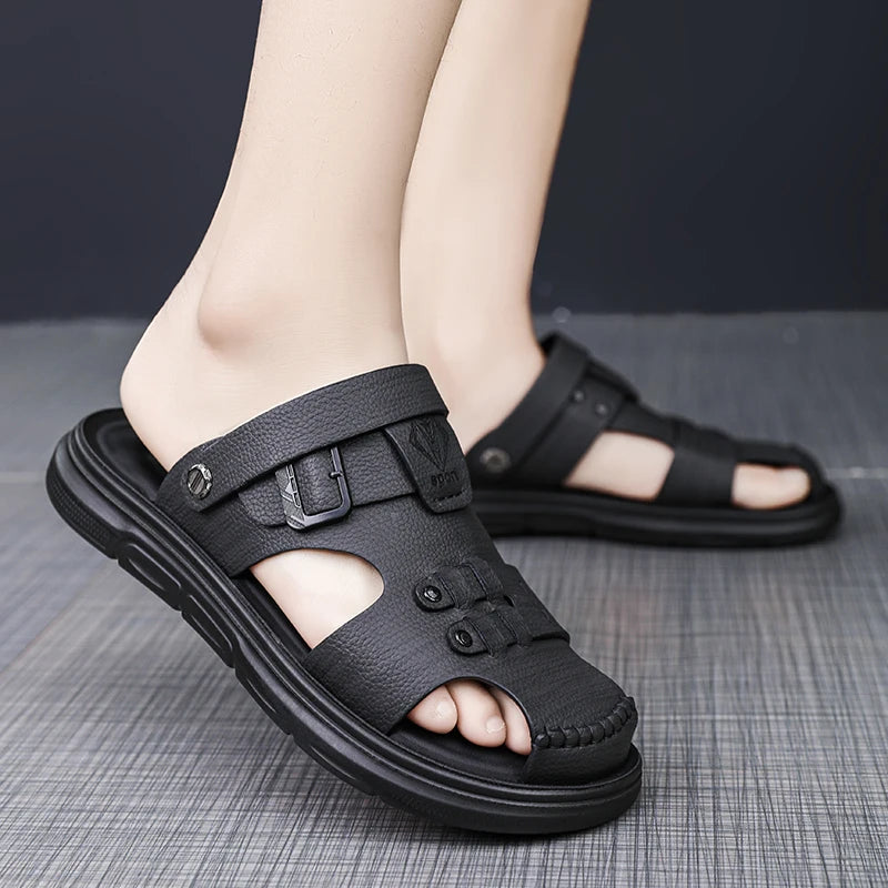 Men's high-quality Baotou casual sandals summer breathable soft-sole outdoor waterproof beach shoes youth dual-purpose slippers
