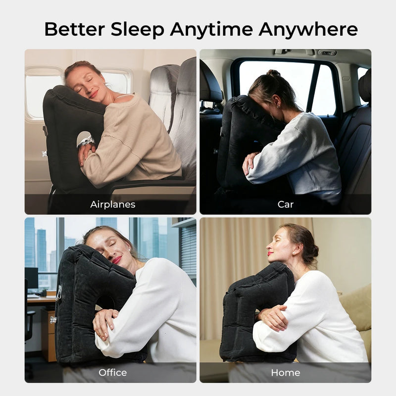 FLEXTAIL X VOLLYC Inflatable Travel Pillow with 700mAh Rechargeable Air Pump, Compact Portable Nap Pillow for Car,Train & Office