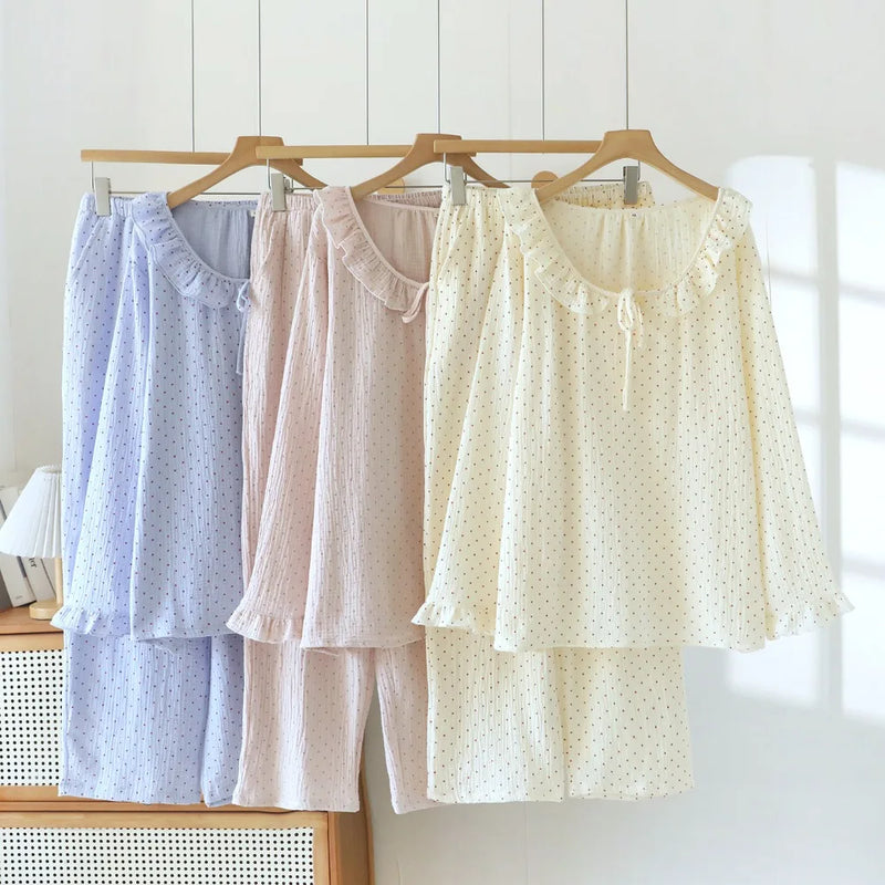 Pure Cotton Sleepwear for Spring and Autumn Comfort for Homewear Long Sleeve Women's Loungewear Suit Female Pajama Set Pijamas
