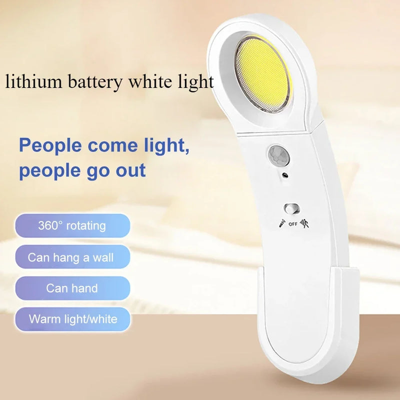 ភ្លើងពេលយប់ LED ដែលអាចសាកបានដោយ USB ឧបករណ៍ចាប់សញ្ញា PIR ចង្កៀងជញ្ជាំង COB ភ្លើងស្វែងរកចល័ត ភ្លើងបំភ្លឺក្នុងផ្ទះ ថ្ម AAA 3* ភ្លើងអាចបង្វិលបាន