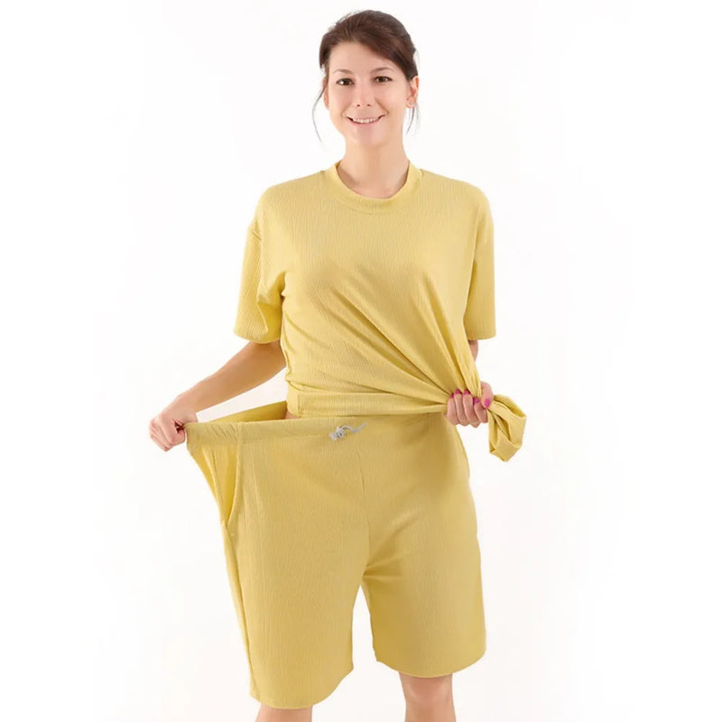 Women Pajamas Summer Thin Short Sleeve Sleepwear Women's Pyjama Set 2 Piece Homewear Sleep Lounge Wear 3XL-7XL Large Loungewear