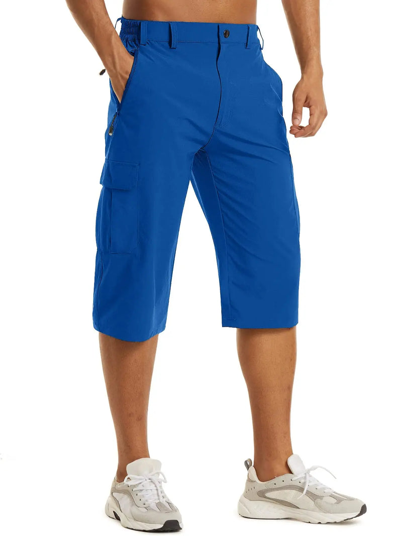 TACVASEN Mens Cargo Below Knee Length 3/4 Long Shorts Summer Breathable Outdoor Capri Pants Twill Work Pants With Multi Pocket