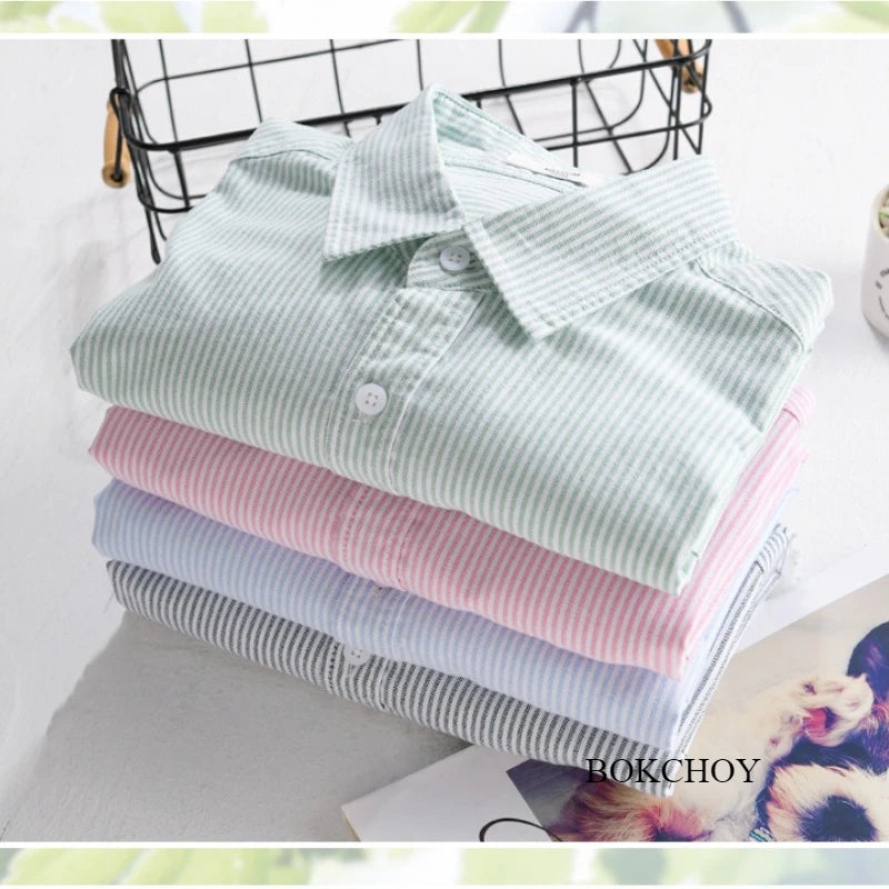 Summer New Casual Striped Pure Cotton Short Sleeve Shirt for Men Clothing Slim Turn-down Collar Shirts FY738