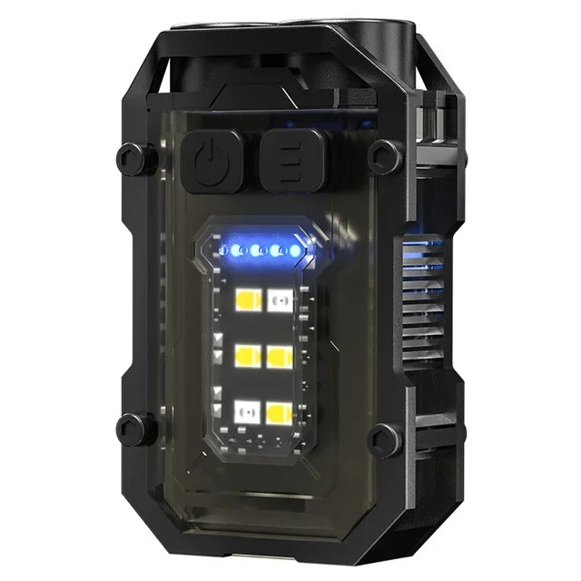 ភ្លើងសោរខ្នាតតូចចល័ត LED ពិលភ្លឺខ្លាំង ប្រភពពន្លឺពីរ សម្រាប់បោះតង់ក្រៅផ្ទះ នេសាទ ចង្កៀងពិលឧបករណ៍ពហុមុខងារ