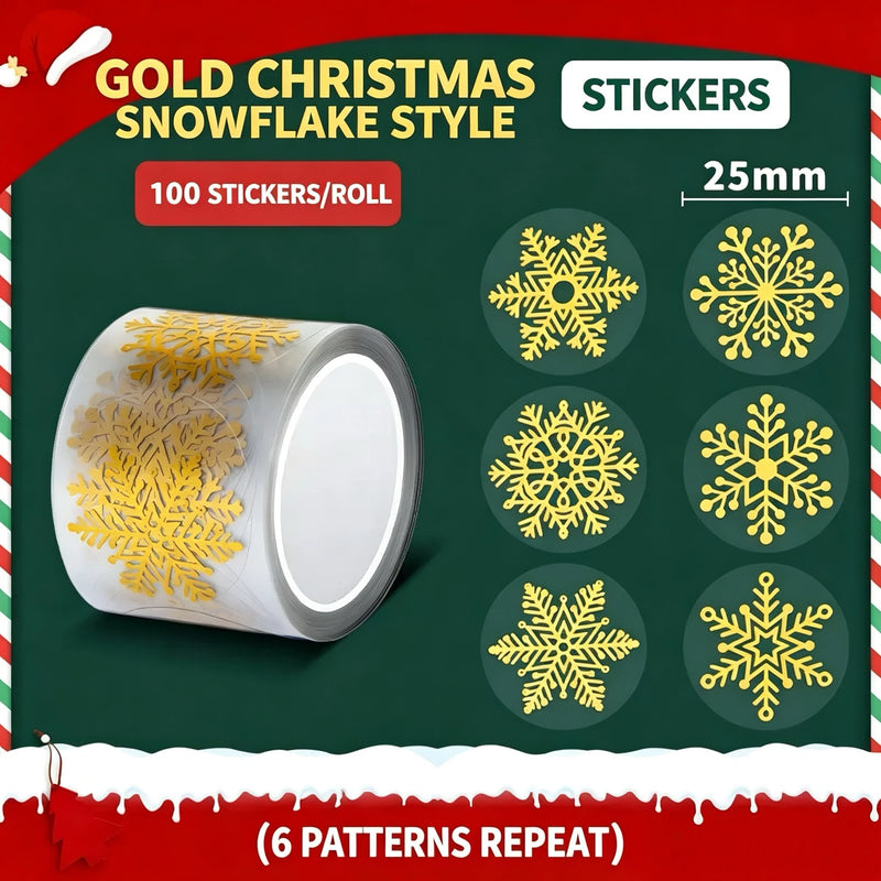 500pcs Christmas Sticker Theme Christmas Eve Gift Packaging Paper Round Sealing Stickers Roll Pack Children's Reward Stickers