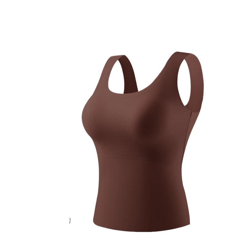 Breast Pad Sling Vest Women's Ice Silk Seamless Bra Integrated Anti-light Large Size Cool Bottoming Shirt One Piece Pajamas Top