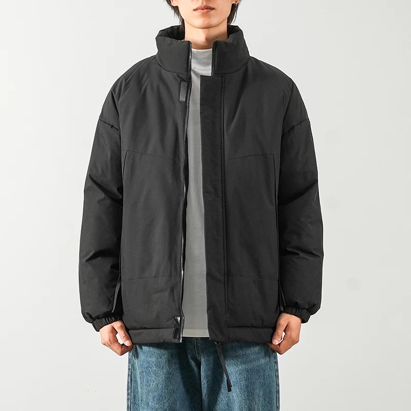 Dukeen Fashion Stand-Neck Men's Winter Coat Ticken Warm Zipper Cotton-Padded Clothes Windproof Waterproof Trend Couple's Jacket