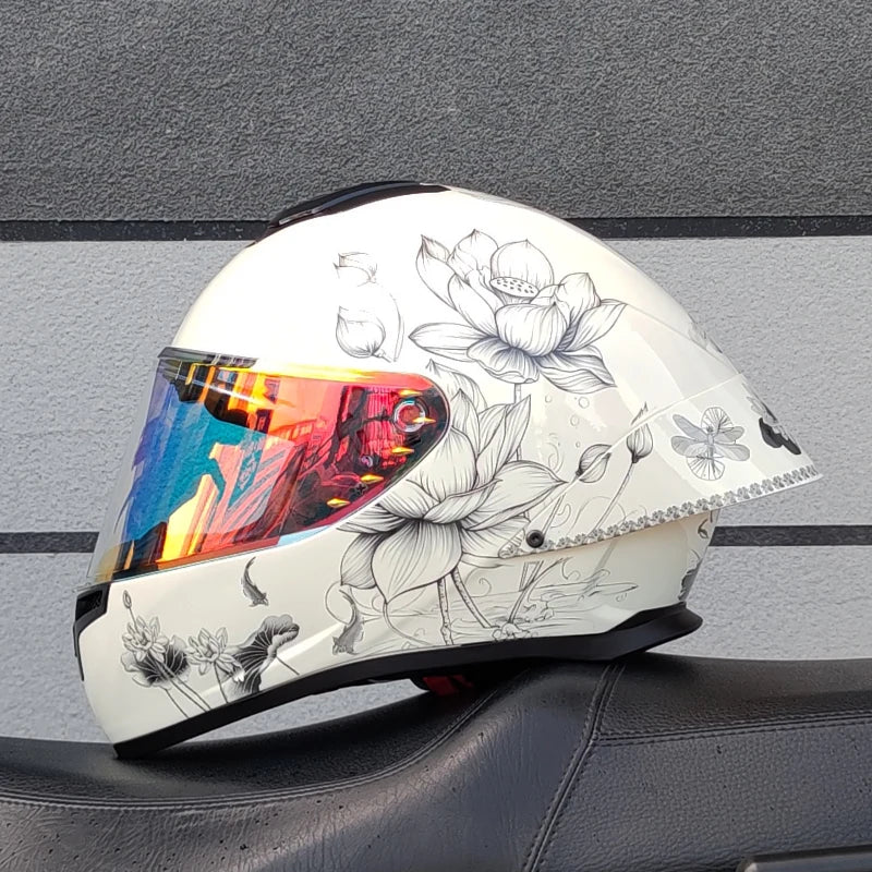 DOT Approved Full Face Motorcycle Helmet Solid ABS Shell Personality Big Spoiler Wind Resistant Motorbike Casco Capacete