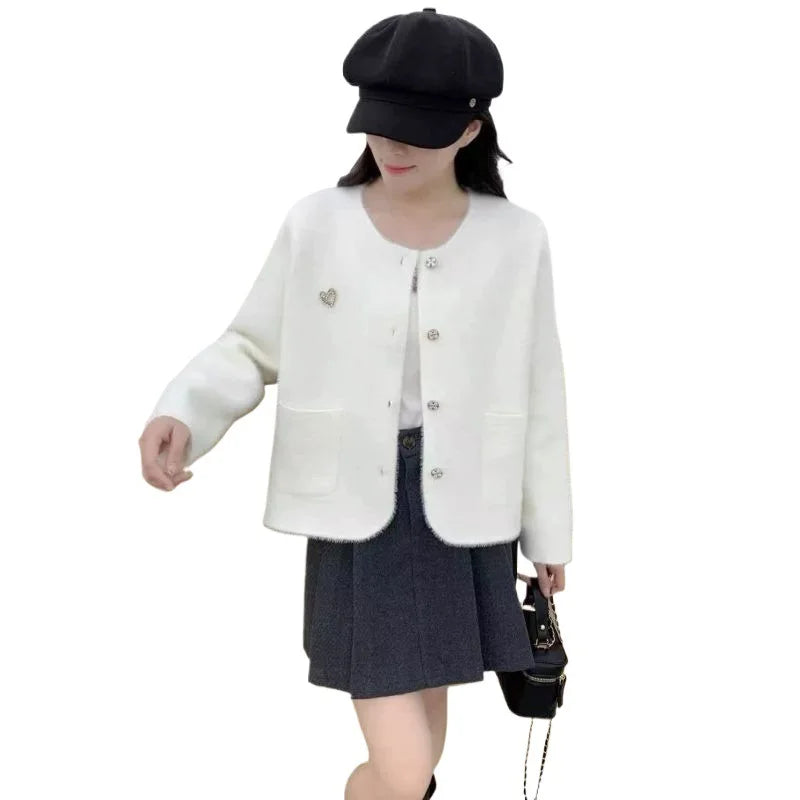 2026 Autumn Winter New Small Fragrant Buckle French Top Knitted Cardigan Sweater Candy Color Coat Women Slim Jackets Casacos