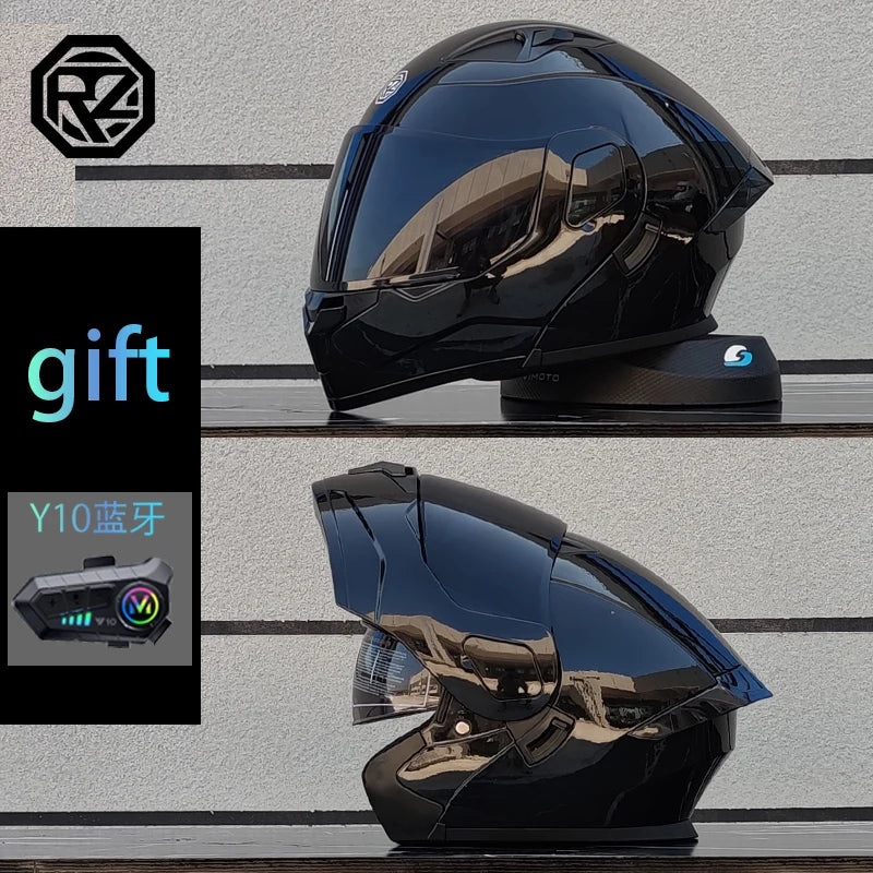 ORZ Motorcycle Helmet Modular Flip Helmet Dual Lens Full Helmet Comes with Bluetooth Earphones Model 103