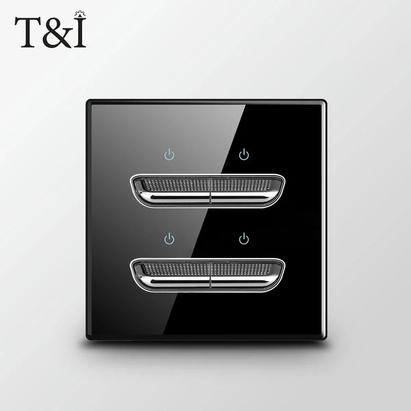 UK Crystal Tempered Glass Switch Panel LED Indicator 1/2/3/4 Gang/ 1/2 Way Self-reset  Button Light
