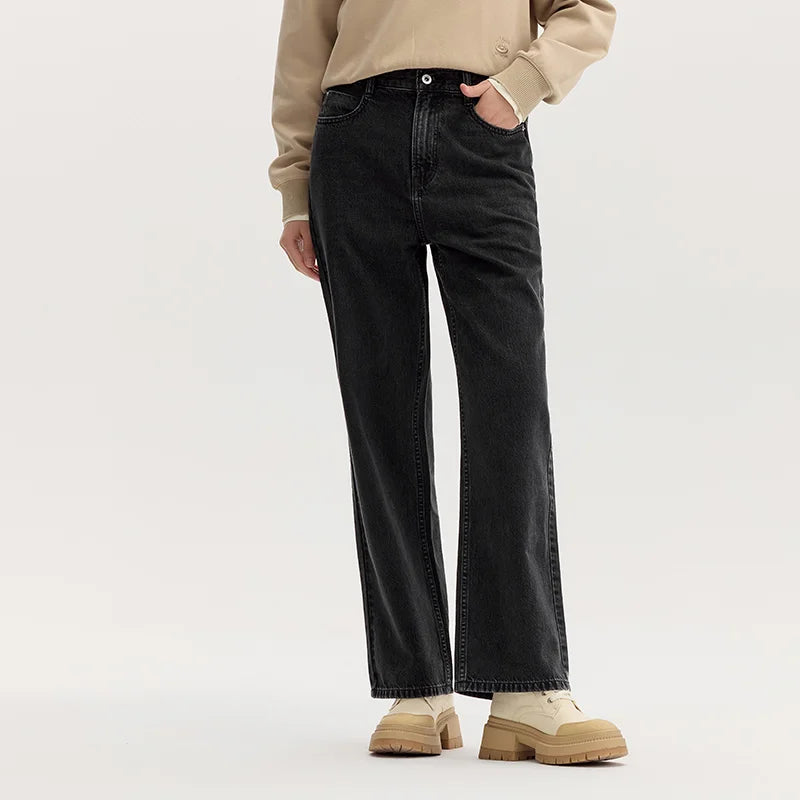Semir Cotton Pants  High Waist Loose Women 2025 Autumn Slim Fit Retro Style Long Denim Jeans Casual Comfortable Fit
