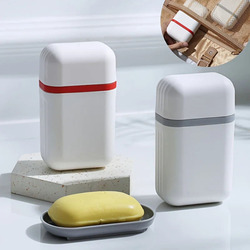1PC Portable Travel Soap Box, Sealed Design, Drainage Household Soap Holder,Covered Draining Box, Mini Household Soap Container