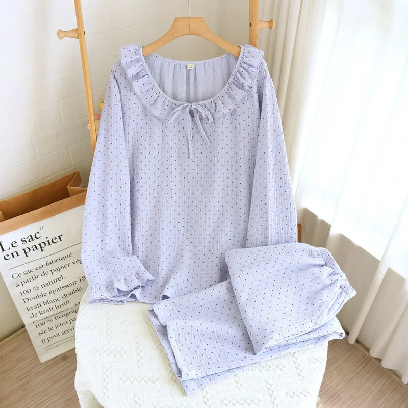 Pure Cotton Sleepwear for Spring and Autumn Comfort for Homewear Long Sleeve Women's Loungewear Suit Female Pajama Set Pijamas
