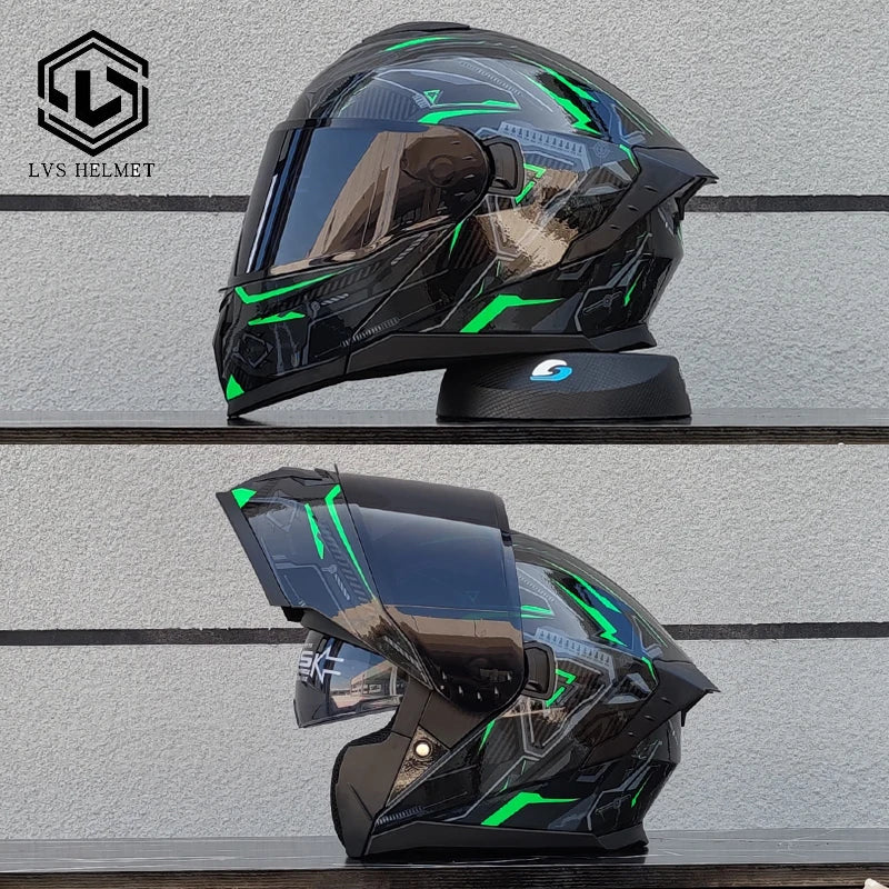 LVS high-quality motorcycle helmet modular flip helmet casque moto semi full duplex helmet suitable for both men and women DOT