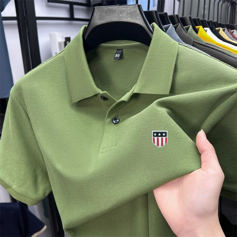 High-End Luxury Man T-Shirt Polo Shirt Lapel Button Pattern Printing Various Colors British Style Summer Leisure Golf Men's Wear