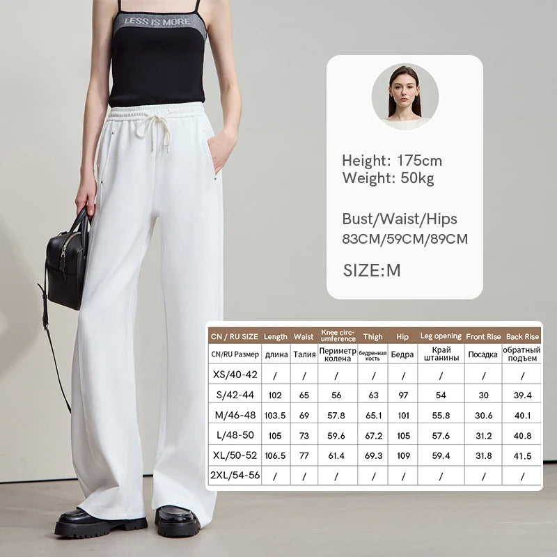 ខោជើងវែង AMII សម្រាប់នារី Minimalist ឆ្នាំ ២០២៥ រដូវស្លឹកឈើជ្រុះ ខោចង្កេះយឺត ខោរលុង ខោពណ៌សធម្មតា 12523022