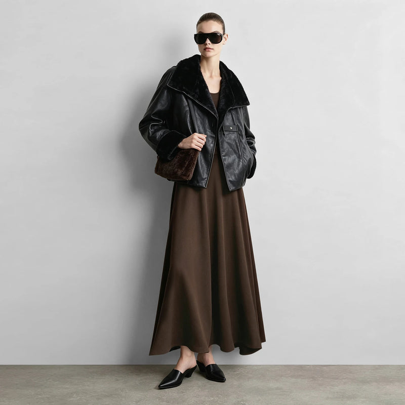 Amii Women's A-Line Midi Skirt Autumn 2026 Elastic Waist Loose Elegant Minimalist Commuter Long Knit Skirts for Women 12643122
