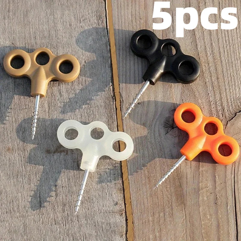 5/10pcs Mixed Color Multi-String Ground Stakes Anchors for Camping, Hiking, Trampolines, Tents, and Outdoor Gear