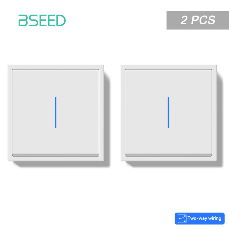 BSEED E Series 1/2/4/8 Packs 1Gang 2Way Button Light Switch Plastic Frame Wall Light Switch On Off For Stairs LED Backlight