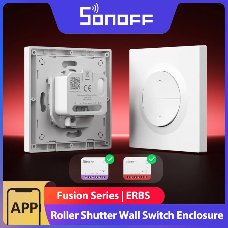 SONOFF ERBS Fusion Series Roller Shutter Wall Switch Enclosure EU Wall Box Compatible Fireproof PC Housing Clip-On Switch Design