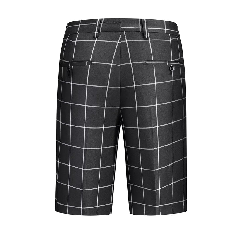 2026 Summer New Arrivals: Men's Black Checkered Suit Shorts (Asian Sizes), Red Slim-Fit Knee-Length Pants.
