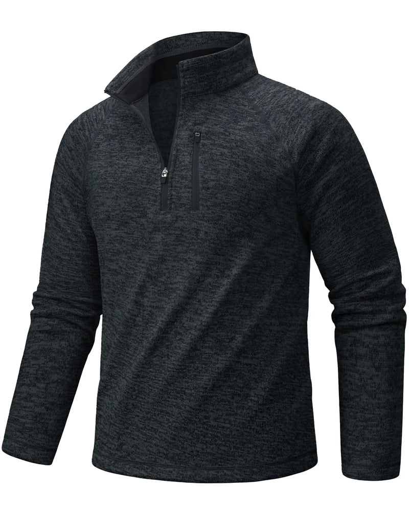 TACVASEN Men's Quarter Zip Pullover Long Sleeve Thermal Fleece Sweater Lightweight Casual Golf Sweatshirt with Zipper Pocket