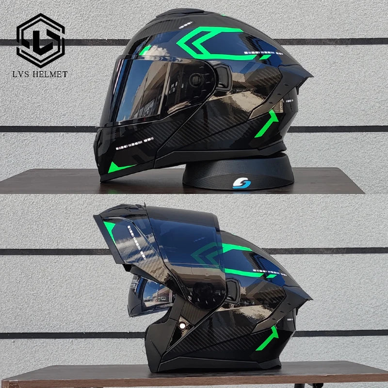 LVS latest motorcycle helmet dual lens modular flip helmet suitable for both men and women, road travel full helmet DOT 909