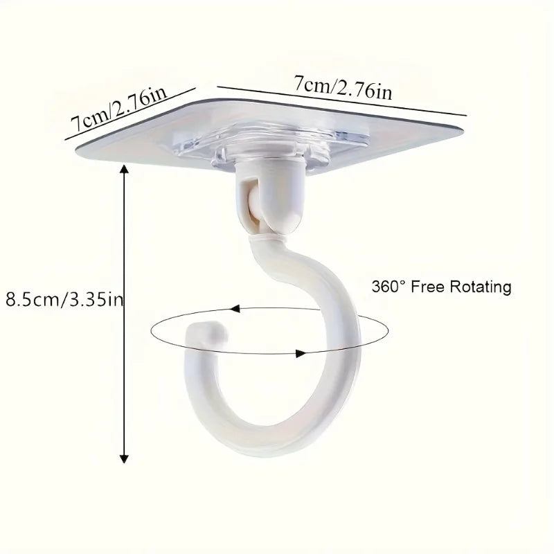 2pcs 360°Rotatable Ceiling Wall Hook, Self-adhesive Wall Hooks, Ceiling Hanging Hook for Dome Bed Canopy Netting Mosquit.