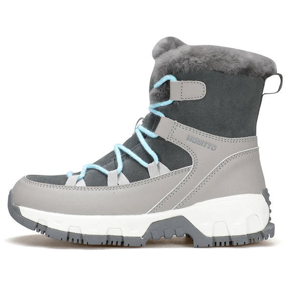 HUMTTO Winter Women's Sneakers Leather Hiking Boots Woman 2024 Snow Trainers Keep Warm Trekking Boots Outdoor Women Casual Shoes