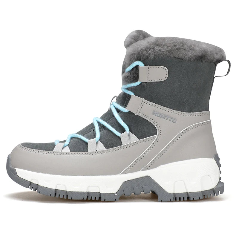 HUMTTO Winter Women's Sneakers Leather Hiking Boots Woman 2024 Snow Trainers Keep Warm Trekking Boots Outdoor Women Casual Shoes