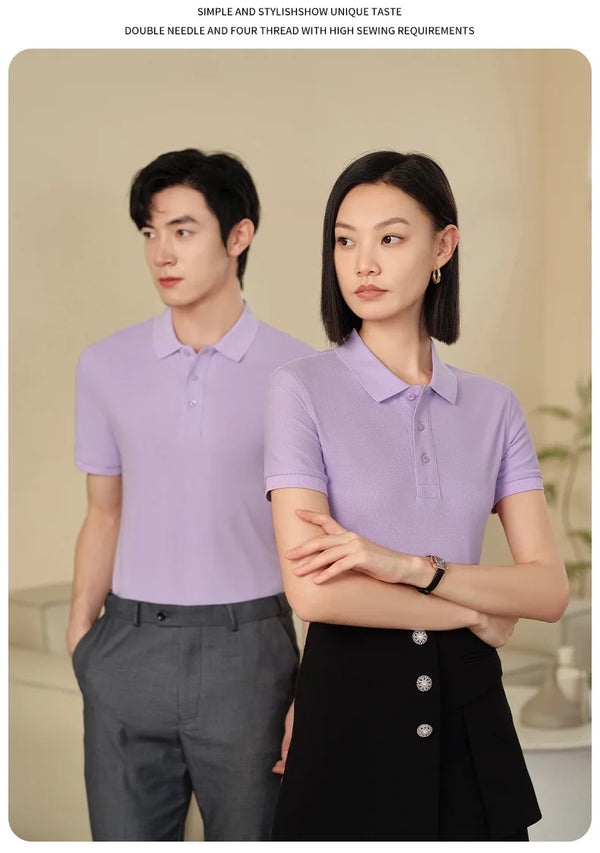 Turn-down Collar High-End Pure Cotton Polo Shirt Short Sleeve  casual Corporate  business Group Meetings  custom Logo