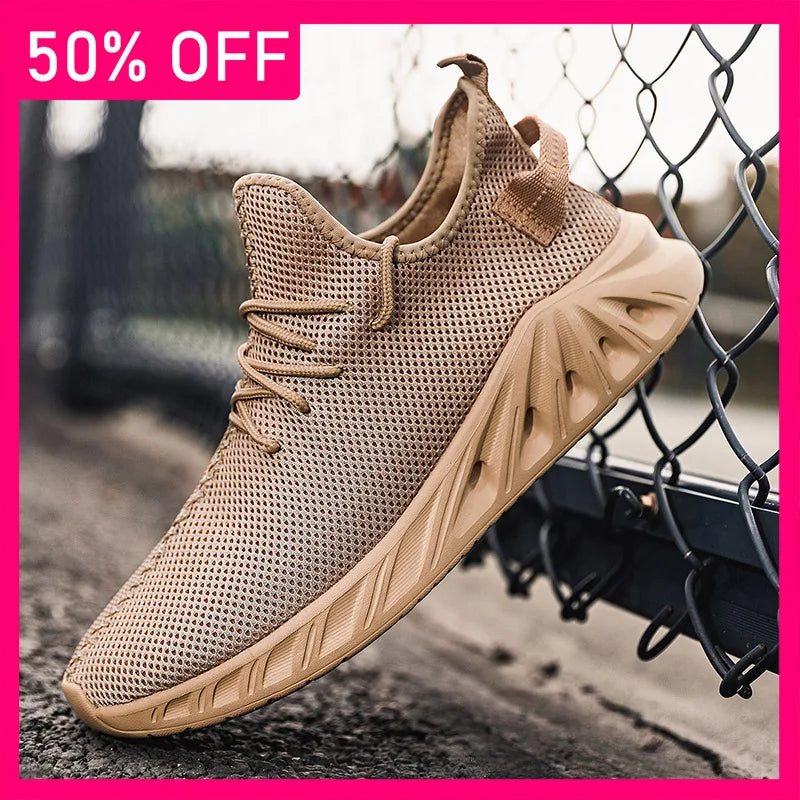 Men Sports Shoes Simple Mesh Breathable Outdoor Fitness Shoes New Soft Soled Anti Slip Rebound Comfortable Jogging Tennis Shoes