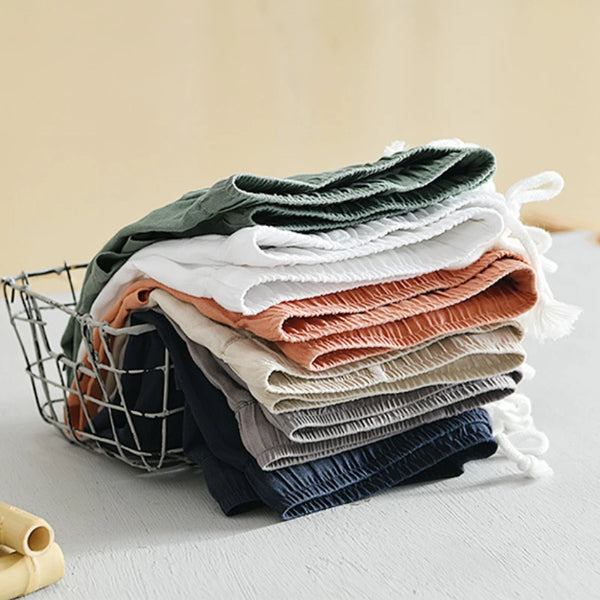 Summer New Simple Breathable 100% Linen Shorts for Men Clothing Solid Color Streetwear Men Pants BL8103