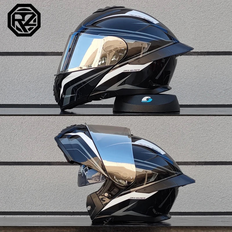 ORZ Motorcycle Helmet Dual Visor Modular Flip up Full Face Helmet for Adult Men and Women DOT Approved