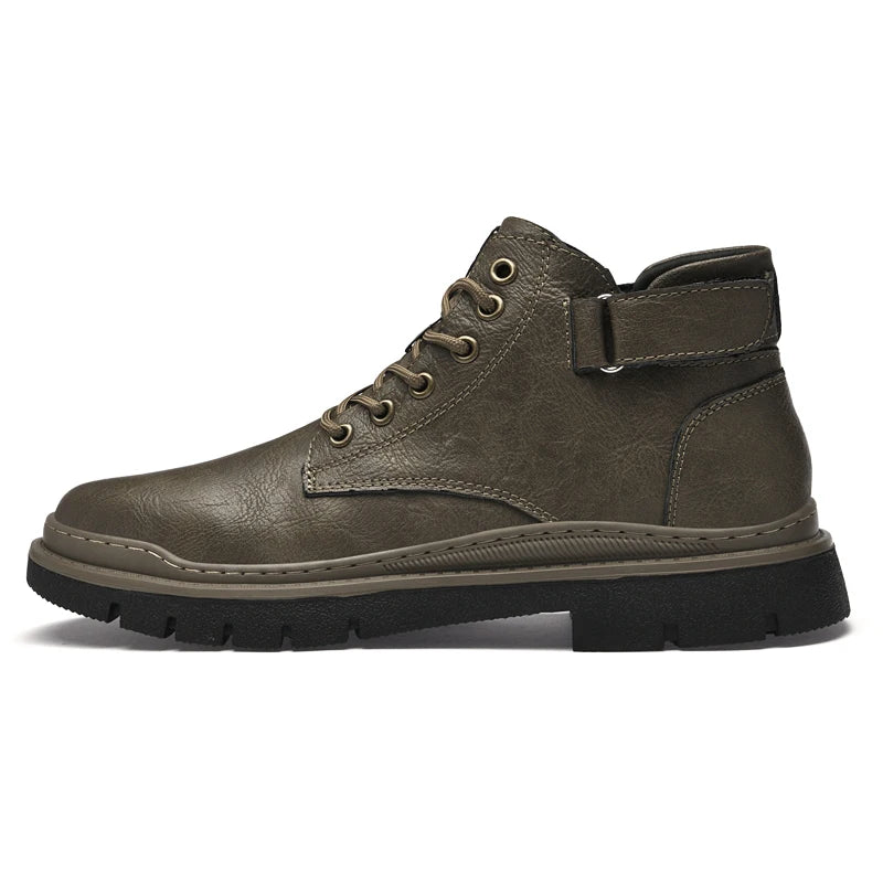 Winter Mens Casual Leather Boots Men Genuine Leather Ankle Boots Booties High Quality Handmade Shoes Botas Hombre Cuero