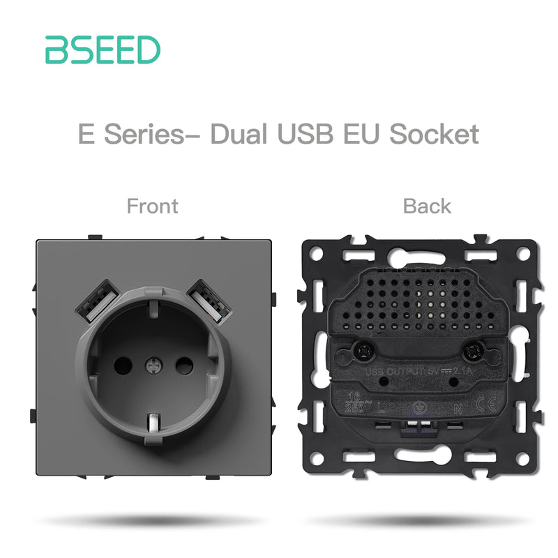 BSEED 1/2Gang Wall Button Switch USB Type-C Wall Socket Module Part Internet TV Telephone Socket Plastic Frame DIY Function Part