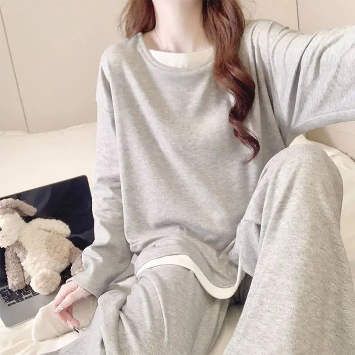 Pyjama Femme Lounge Korean Ladies Sleepwear Pajamas Set Comfort Spring Autumn Women's Home Clothes Modal Nightwear Pijama Suit