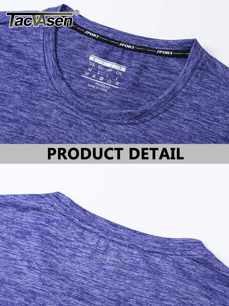 TACVASEN Quick Dry Summer T-shirts Mens Running Jogging T-shirts Crew Neck Athlete Sports Gym Fitness Pullover Reflective Shirts