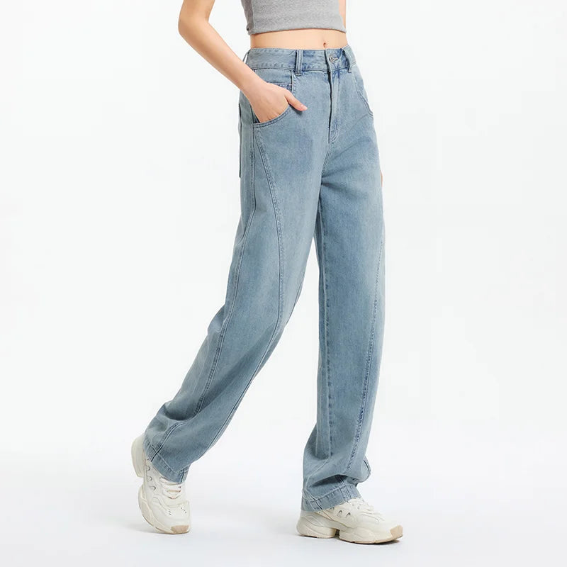 Semir Jeans Women Curved Hem Loose Floor-Length 2025 New Summer Cool Feeling Tapered Pants Trendy for Streetwear Looks