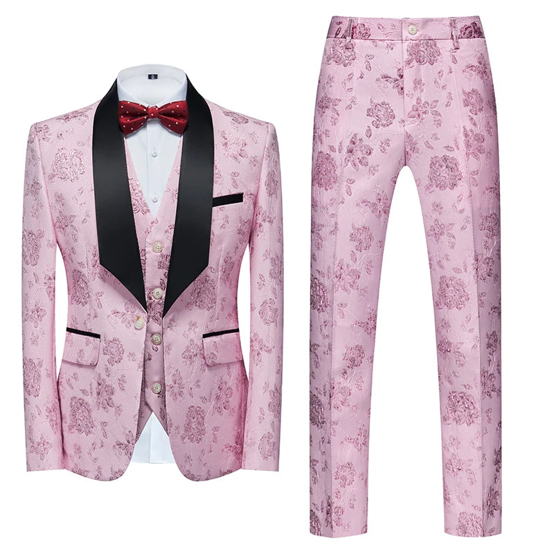 2026 New Men's Purple Suit 3-Piece, Wedding Party Dress Jacket and Vest with Trousers, Asian Size Slim-Fit Sets. M-6XL