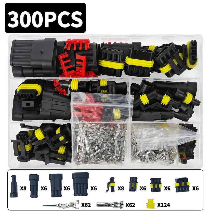 ឈុតឧបករណ៍ភ្ជាប់ការពារទឹក AMP 1/2/3/4/5/6 ម្ជុល ខ្សែរភ្លើងរថយន្ត ឈុតរន្ធដោតរហ័ស - 96/100/192/300/254/622 ដុំ