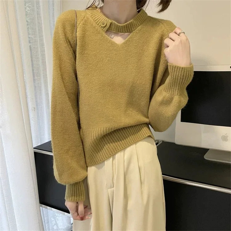 Spring Autumn 2026 New Bottom Knitted Sweater Fashionable Knitwear Top Woman Pullover Jumper Shirt Ladies Tops Pull Femme