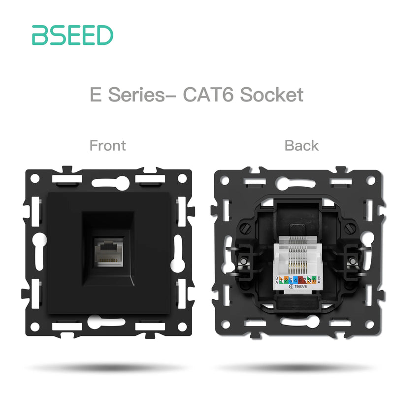 BSEED Wall Button Switch 1/2Gang Part 65W Wall Socket Module Part Internet TV Telephone Socket Glass Frame DIY Function Part