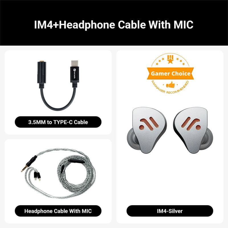 កាសស្តាប់ត្រចៀក Fosi Audio IM4 Hifi មានខ្សែ កាសស្តាប់ត្រចៀក Open-Back Dynamic Drivers IEM សម្រាប់តាមដានតន្ត្រី និងលេងហ្គេម