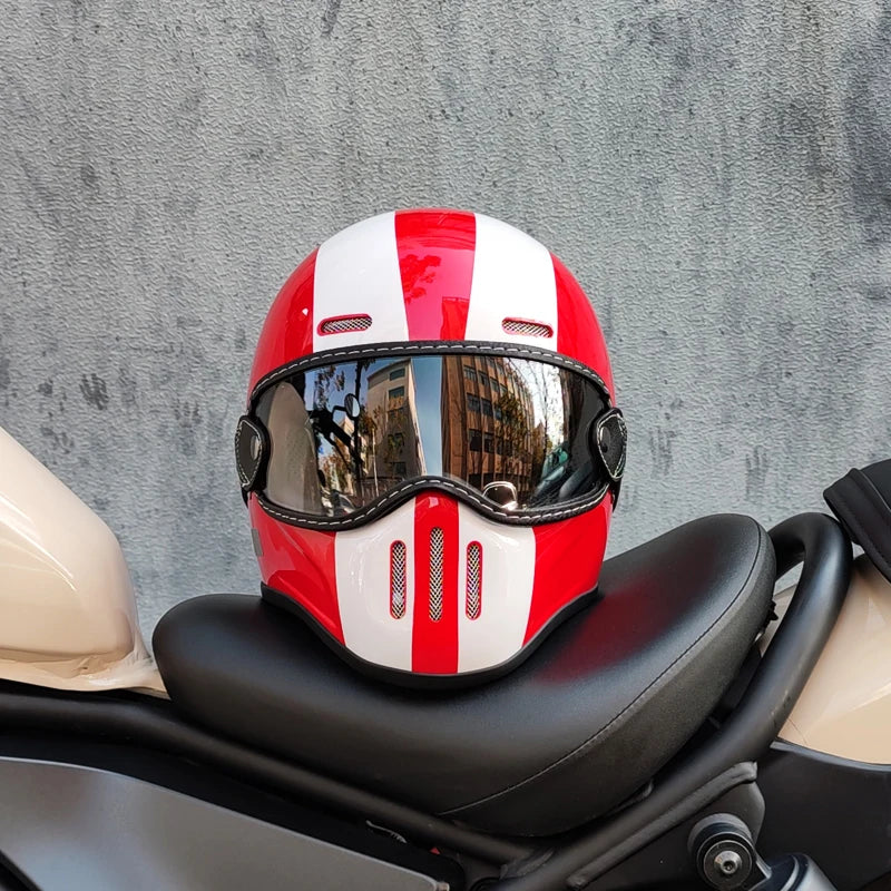 Motorcycle FBR Full Face Retro Helmet Tokyo Style Motorcycle Casco Moto Japan TT Helmets Fiberglass With Clear Visor