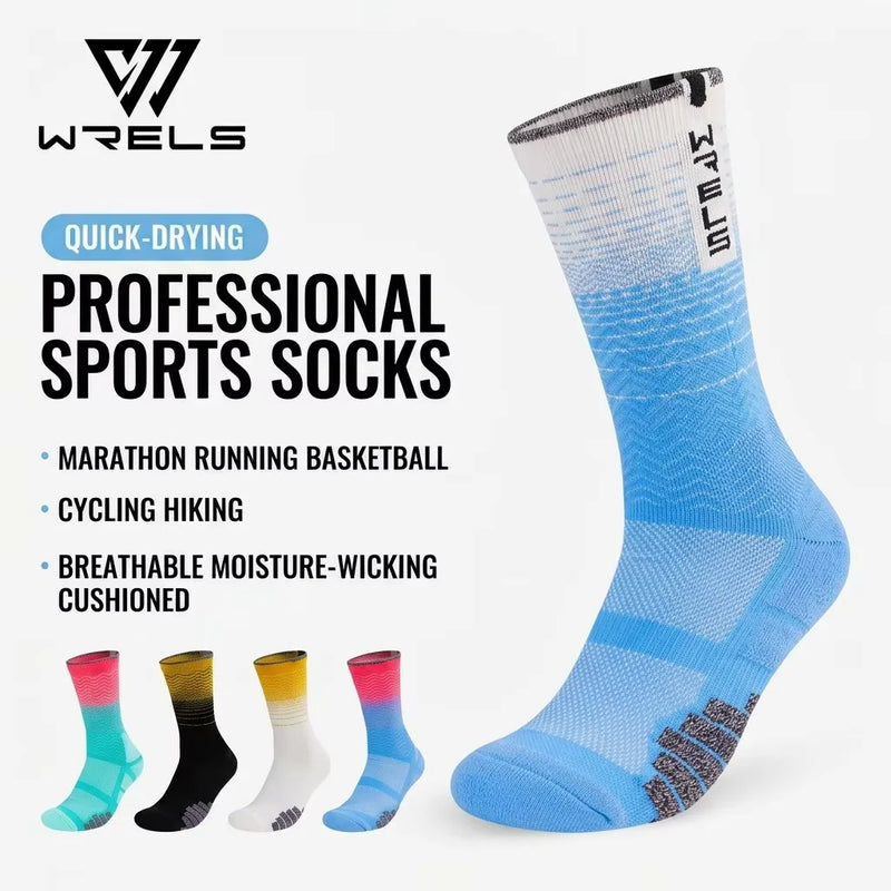 WRELS 1/2/3 Pairs Athletic Socks Cushioned Moisture Wicking Running Socks Men Women Arch Support Seamless Breathable Train Socks