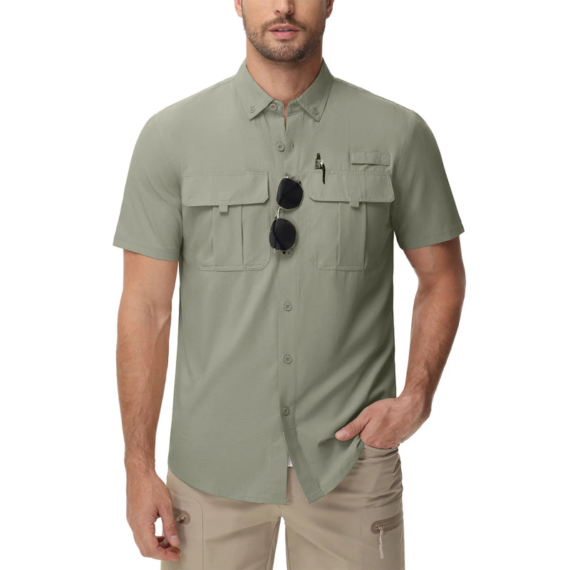 TACVASEN UV Block Fishing Shirts Mens Lightweight Quick Dry Short Sleeve Shirt Breathable Outdoor Hiking Shirt Fishing Shirts