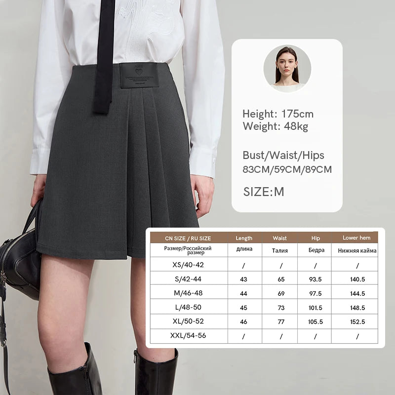AMII Women's Skirt 2026 Autumn New Minimalist Pleated Mini Skirt Loose Solid Color Versatile Short Women's Clothing 12543023