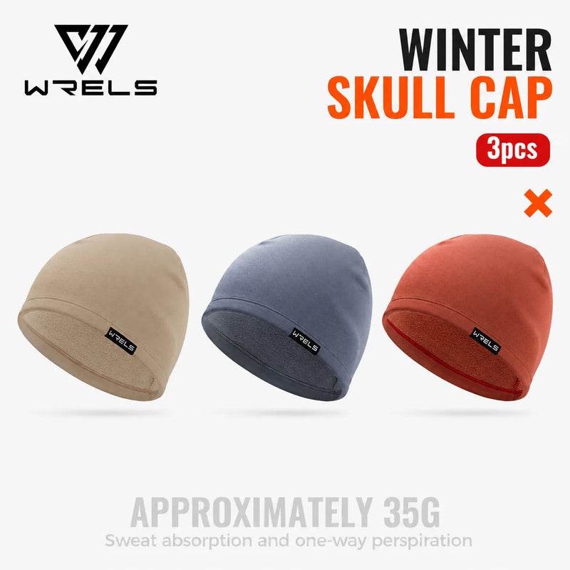WRELS Skiing Cap Warm Anti Cold Skull Cap Sweat Wicking Fleece Windproof Helmet Liner Ear Flap Running Men Women Winter Beanie